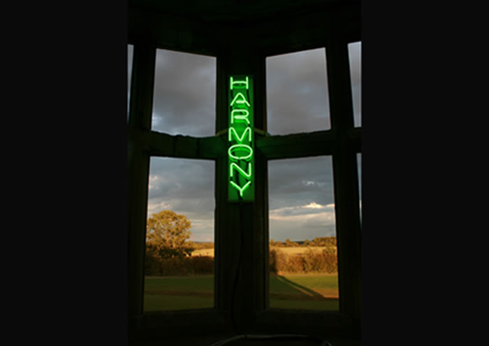 Untitled (believe), neon, 2009 (installed at Lyveden New Bield for Encounters, Fermynwoods Contemporary Art)